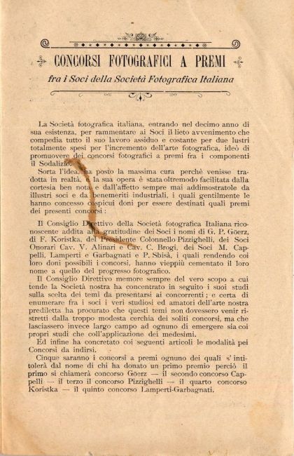 Concorsi fotografici a premi fra i soci della società Fotografica Italiana, 1898